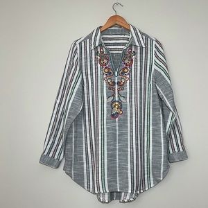 Soft Surroundings Aruba Embroidered Tunic Top